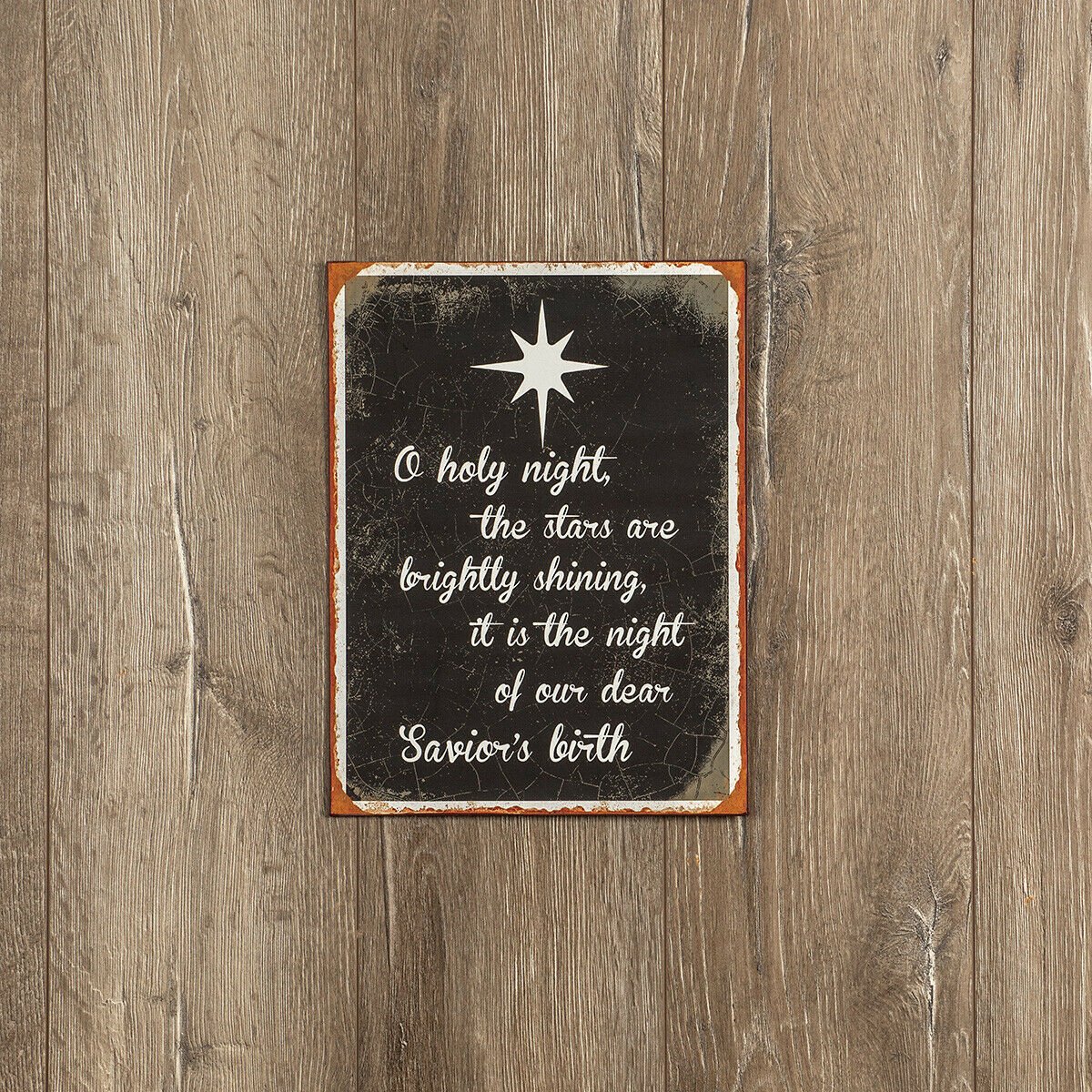 Primitive Christmas Ragon House Distressed Metal Holy Night Tin Sign 14" - The Primitive Pineapple Collection