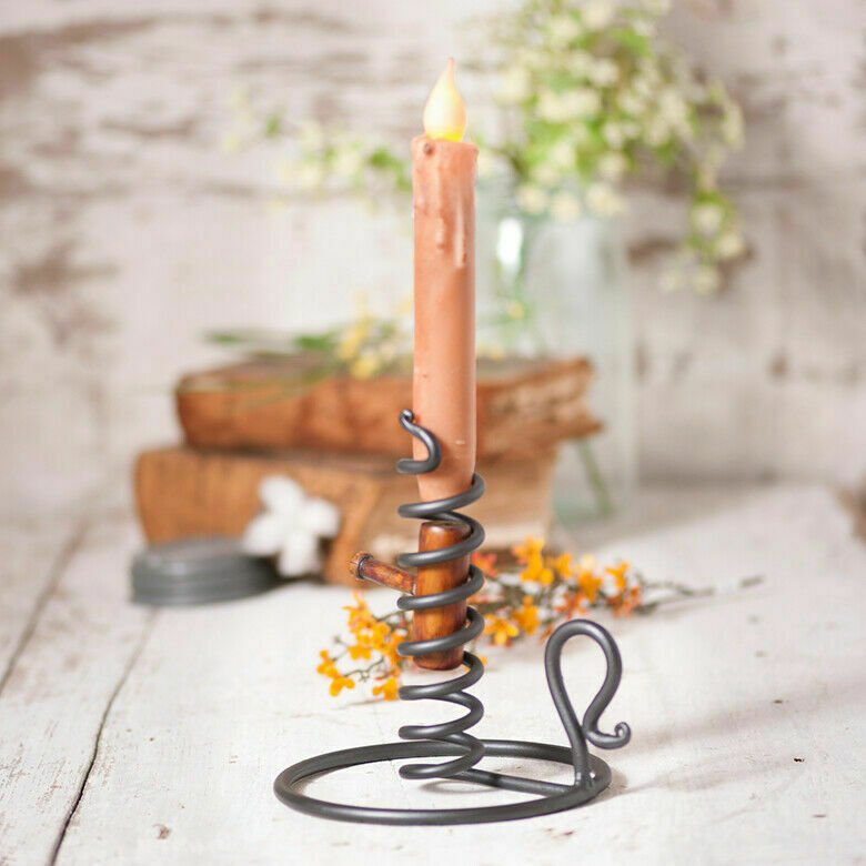 Primitive Country Black Courting Candle Stand for Taper Candle - The Primitive Pineapple Collection