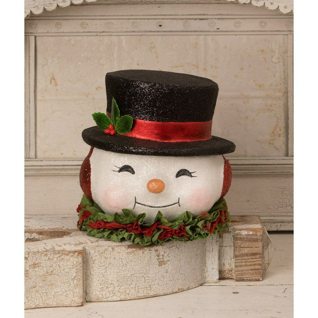 Bethany Lowe Retro Christmas Happy Snowman Large Bucket TL9417 - The Primitive Pineapple Collection
