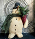 Primitive Handmade Christmas Snowman w/ Stocking 9" - The Primitive Pineapple Collection