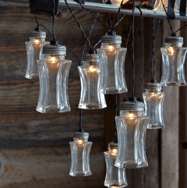 Farmhouse Vintage looking Warm White Glass Vintage Accent Light Set, Black Wire - The Primitive Pineapple Collection