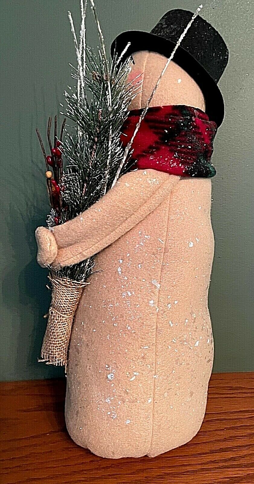 Primitive Handmade 15” Snowman Caroler w/ songbook Hat scarf Christmas 17" - The Primitive Pineapple Collection