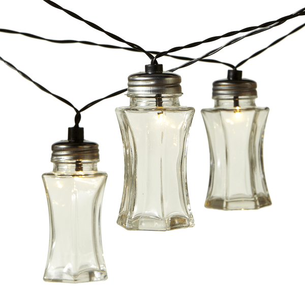 Farmhouse Vintage looking Warm White Glass Vintage Accent Light Set, Black Wire - The Primitive Pineapple Collection