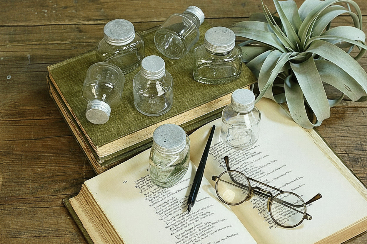 Primitive Vintage Writers Antique Glass Ink Bottle/Zinc Cap - The Primitive Pineapple Collection
