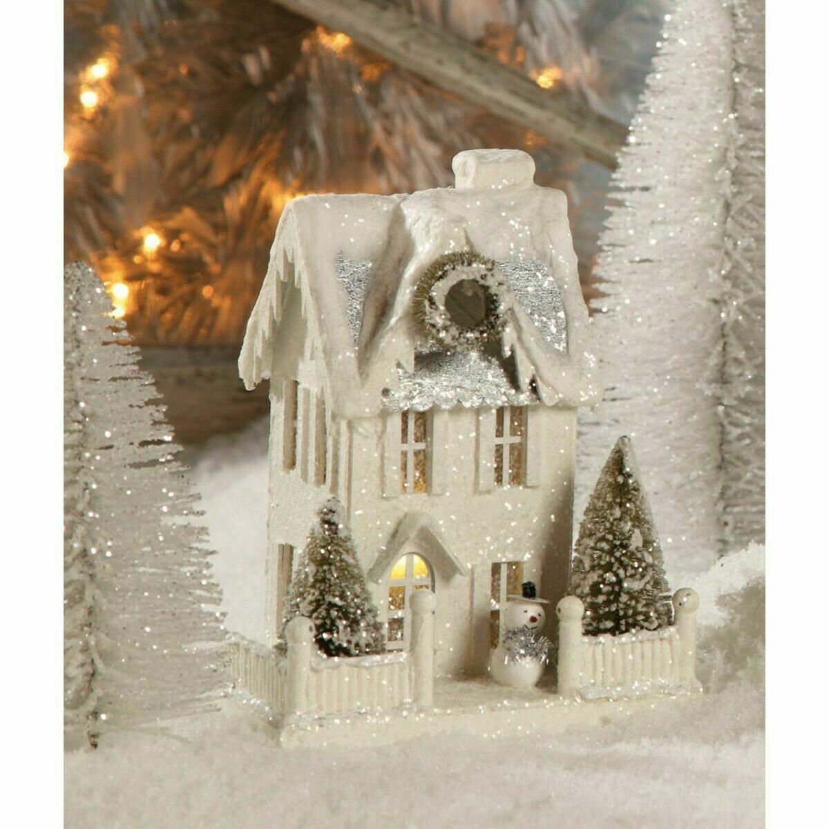 Christmas Bethany Lowe Ivory Cottage 2pc Putz Style Houses LG 1772 - The Primitive Pineapple Collection