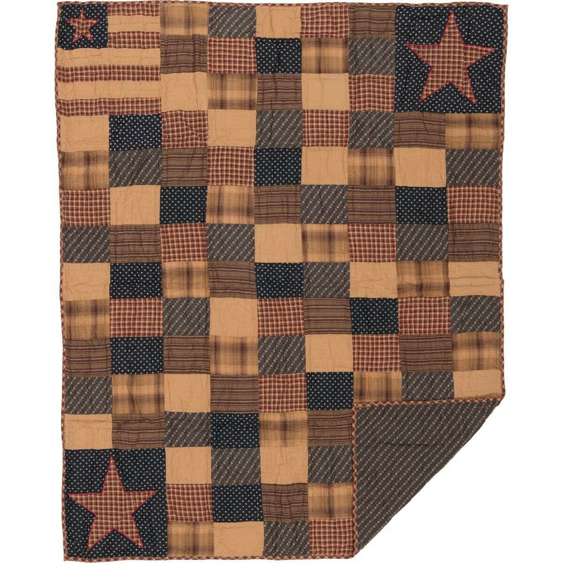 Primitive/Farmhouse 60&quot;x50” Patriotic Patchwork Hanging quilt Throw - The Primitive Pineapple Collection