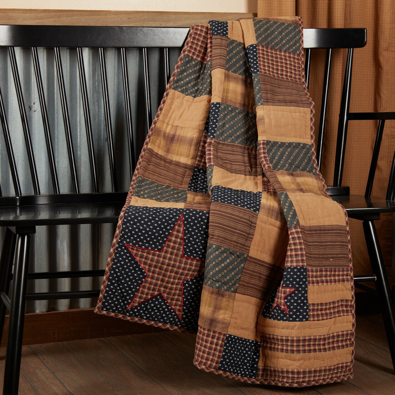 Primitive/Farmhouse 60"x50” Patriotic Patchwork Hanging quilt Throw - The Primitive Pineapple Collection