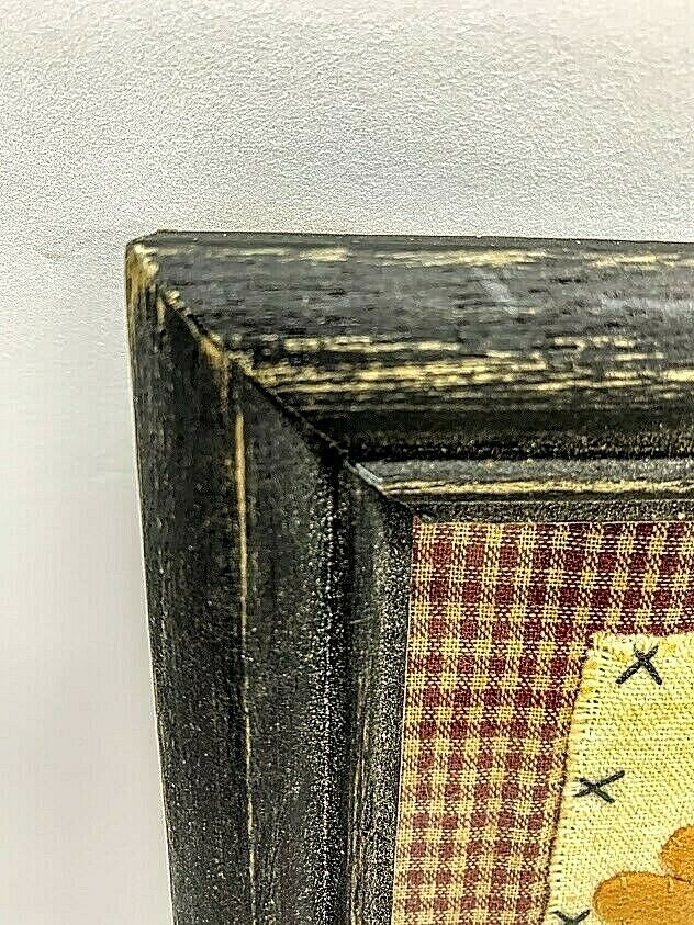 Primitive/Country Stitchery LOVE OF FAMILY Distressed black wood frame w/Glass - The Primitive Pineapple Collection