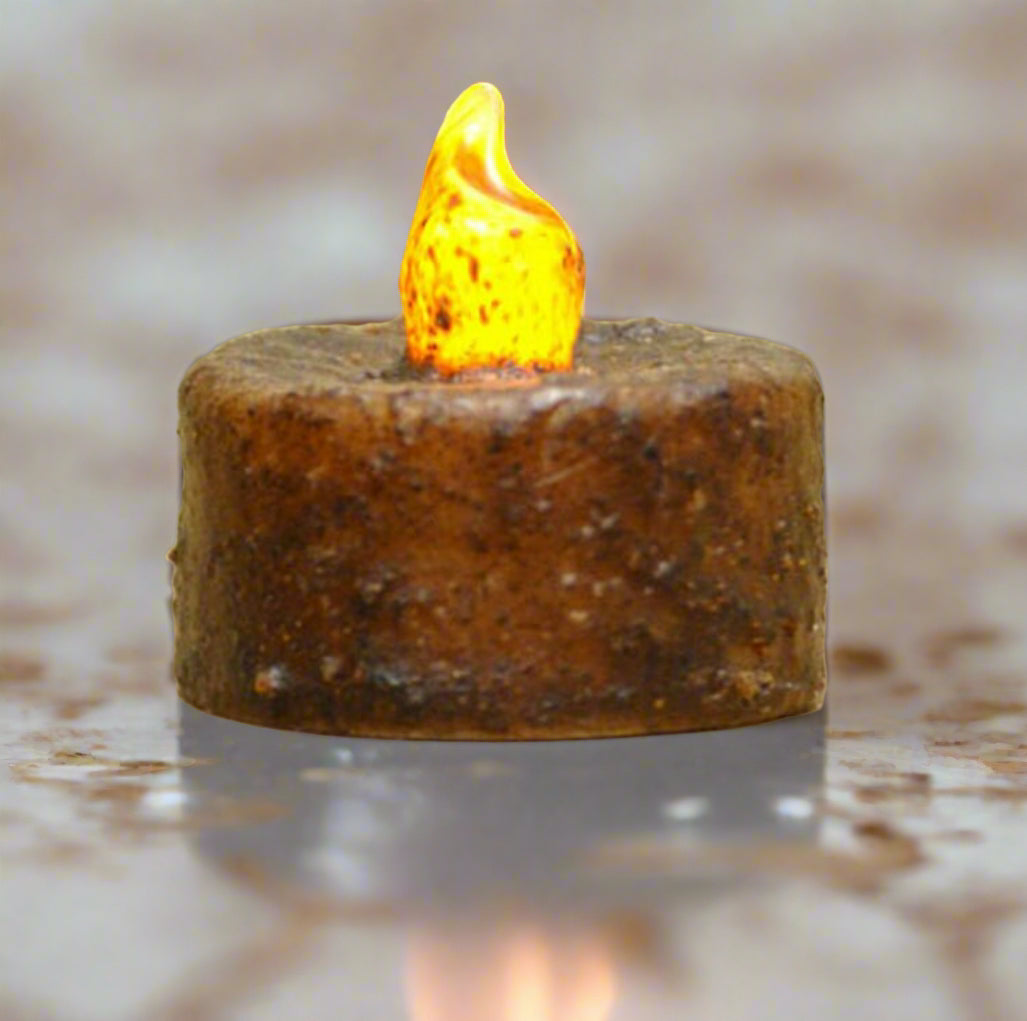 Primitive/Country Burnt Mustard Grubby Tealight Candles 3 pc set - The Primitive Pineapple Collection