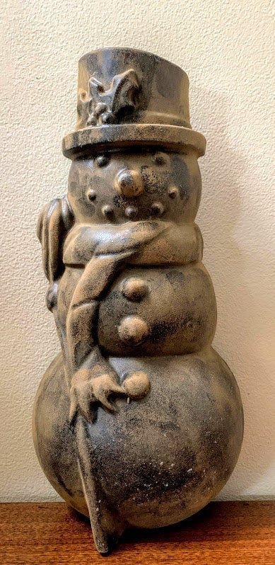 Handmade Beeswax Blackened SNOWMAN 11&quot; x 6&quot; Colonial Primitive/Country Scented - The Primitive Pineapple Collection