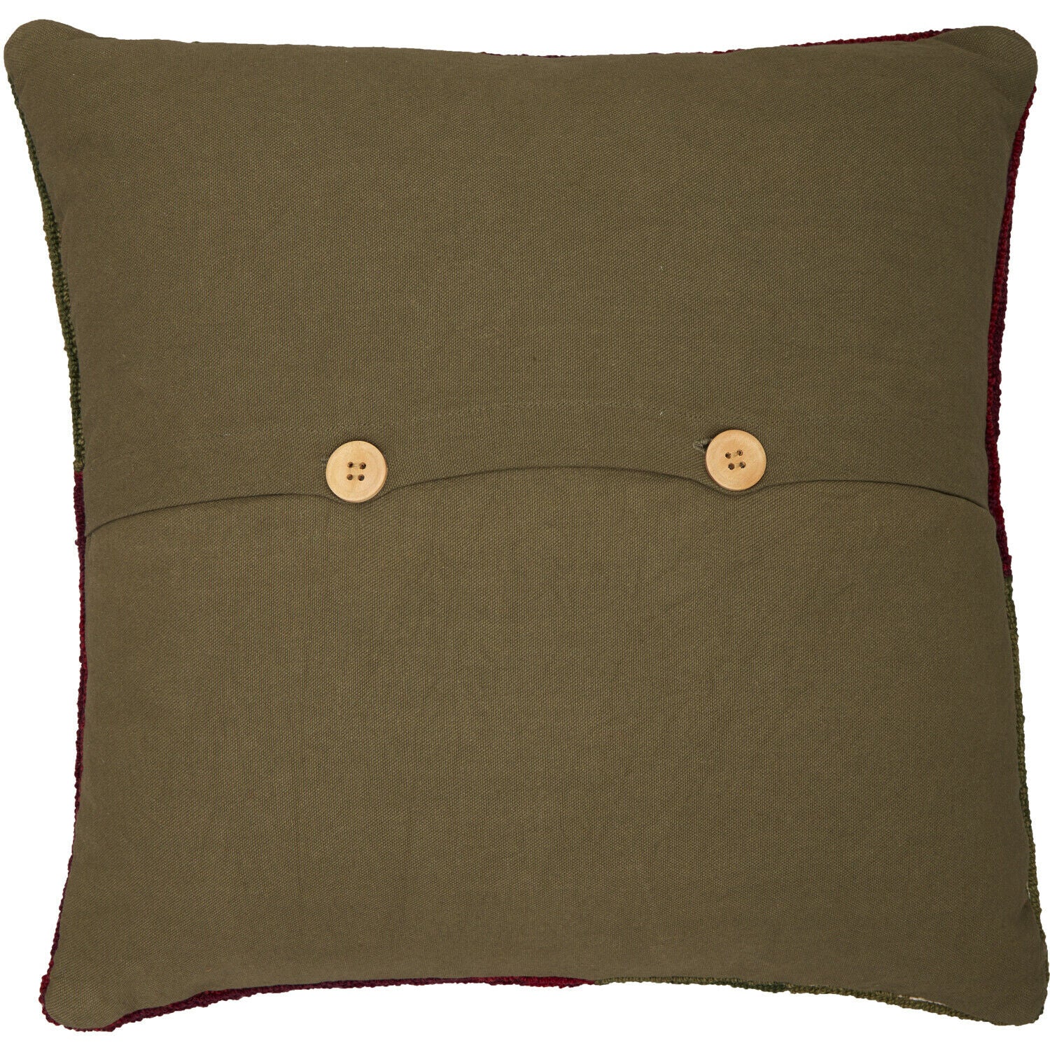 Primitive Colonial 18"x18" Log Cabin Hooked Accent Pillow Green Tea Wool - The Primitive Pineapple Collection