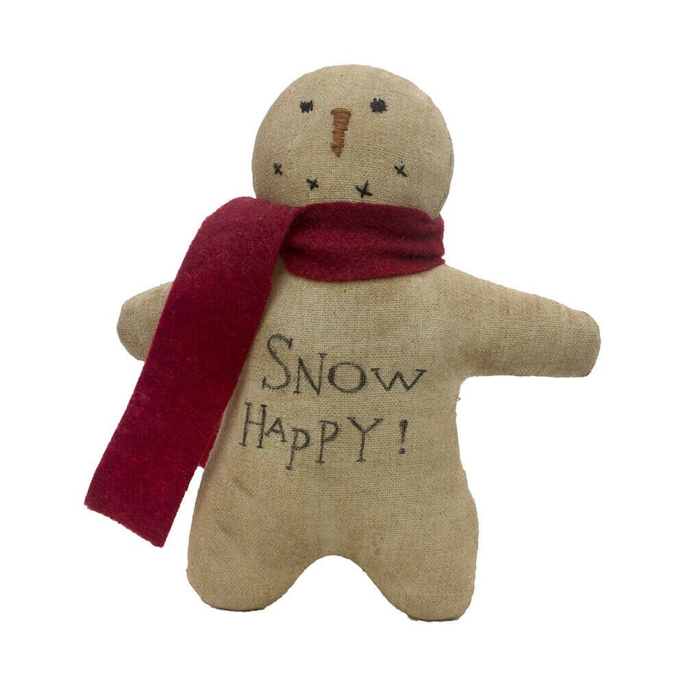 Primitive/country snow happy snowman 8" christmas folk art - The Primitive Pineapple Collection