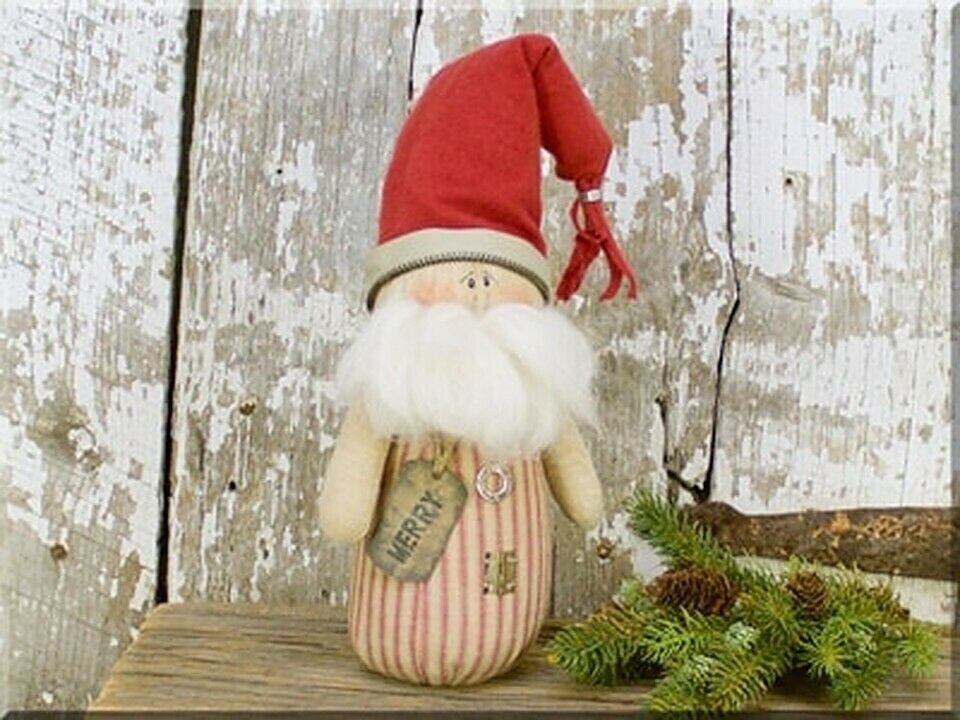 Primitive Country Honey and Me Christmas MERRY CHRISTMAS Salvage SANTA Doll - The Primitive Pineapple Collection