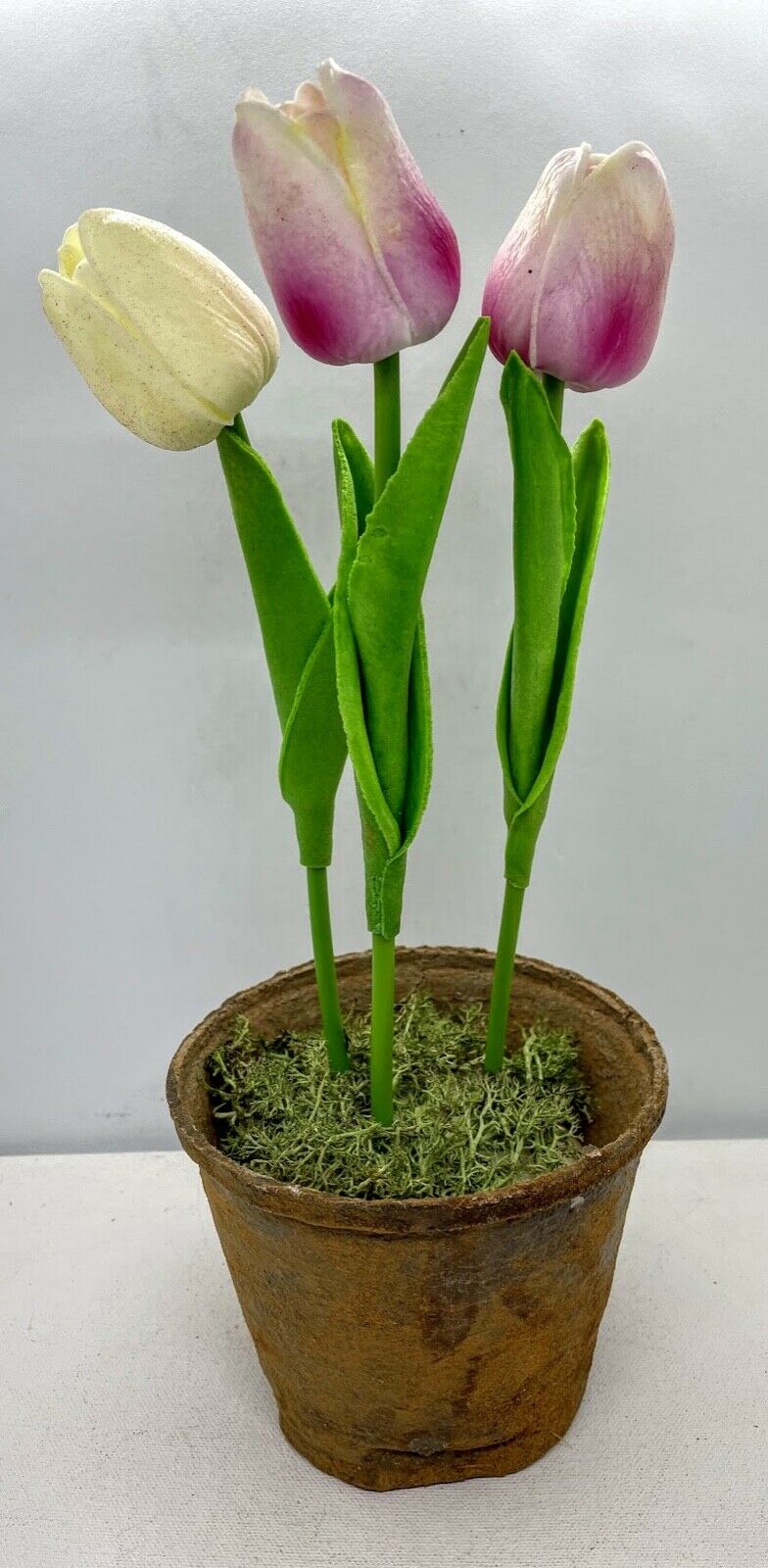 Primitive Farmhouse Spring Faux Tulips in Wax Dipped Pot - The Primitive Pineapple Collection