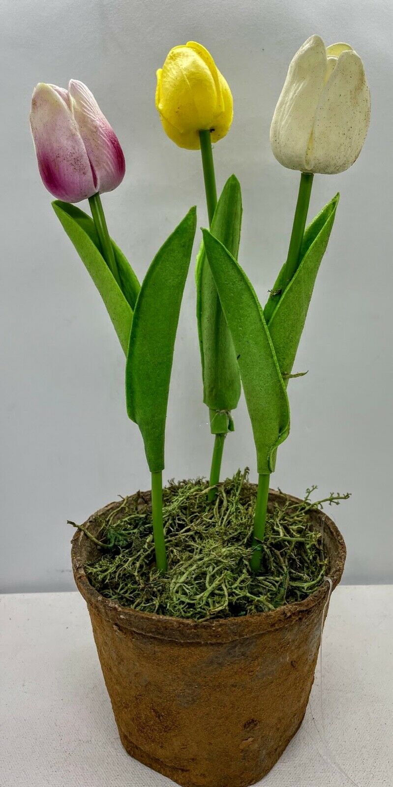 Primitive Farmhouse Spring Faux Tulips in Wax Dipped Pot - The Primitive Pineapple Collection