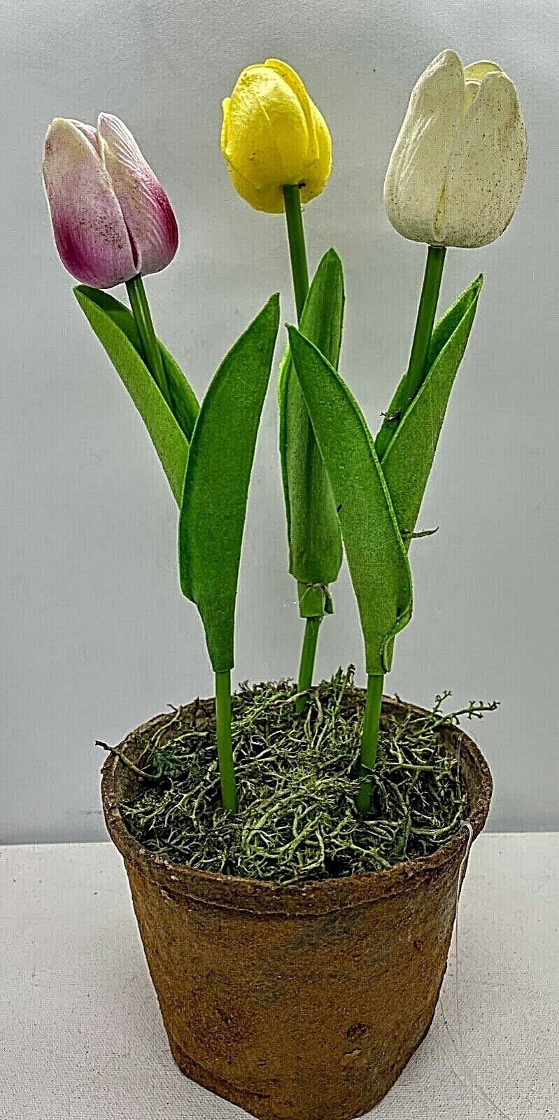 Primitive Farmhouse Spring Faux Tulips in Wax Dipped Pot - The Primitive Pineapple Collection