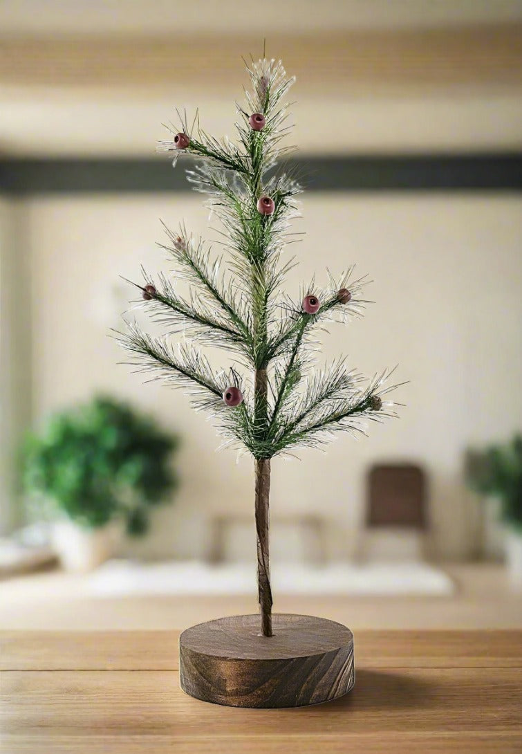 Primitive Farmhouse 13" Red Berry Feather Tree Country Craft - The Primitive Pineapple Collection