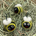 Primitive Folk Art Handmade Felted Bumble Bee Ornaments 3 pc Set - The Primitive Pineapple Collection