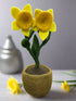 Primitive Folk Art Handmade Felted Daffodils in Pot 9" x 3" - The Primitive Pineapple Collection