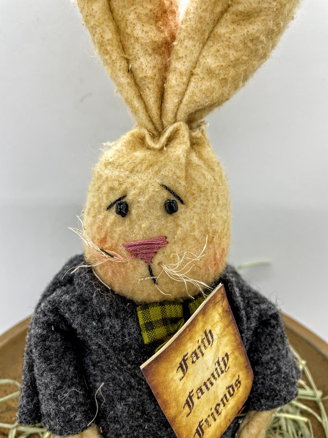 Primitive Handmade Spring Faith Family Friends 10" Bunny/Rabbit Farmhouse - The Primitive Pineapple Collection