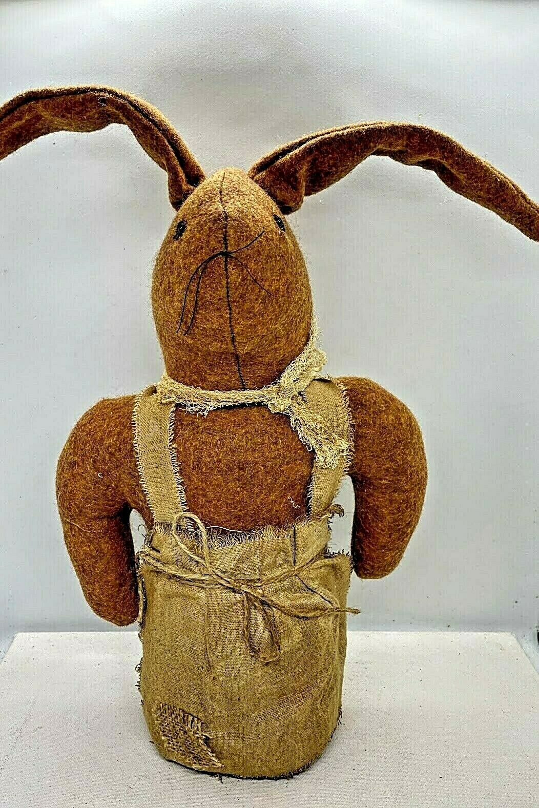Primitive Farmhouse Spring Bunny Rabbit in Apron Stump Doll 14" - The Primitive Pineapple Collection