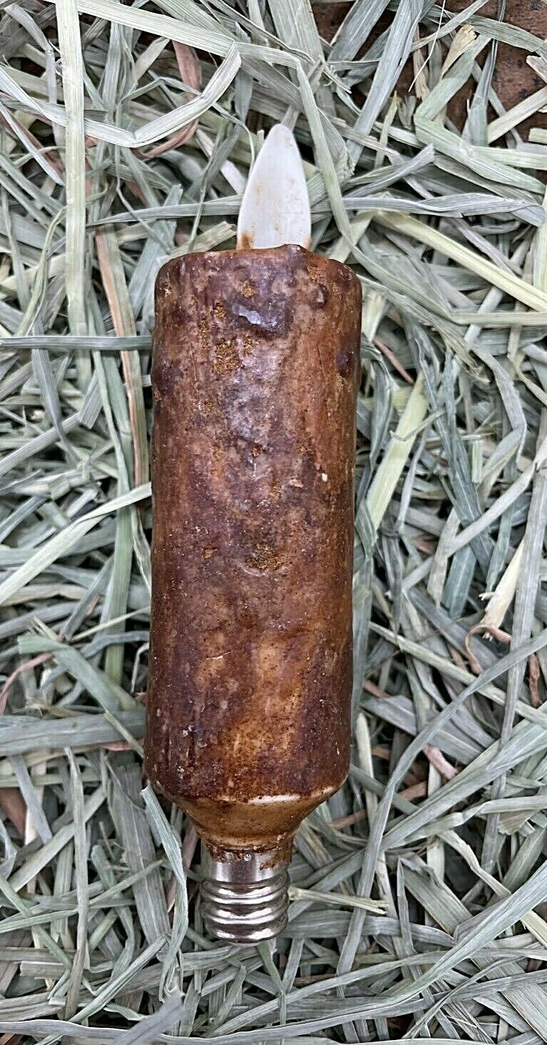 Primitive Country Grungy Brown 3.5" Moving flame Electric Light bulb Candle - The Primitive Pineapple Collection