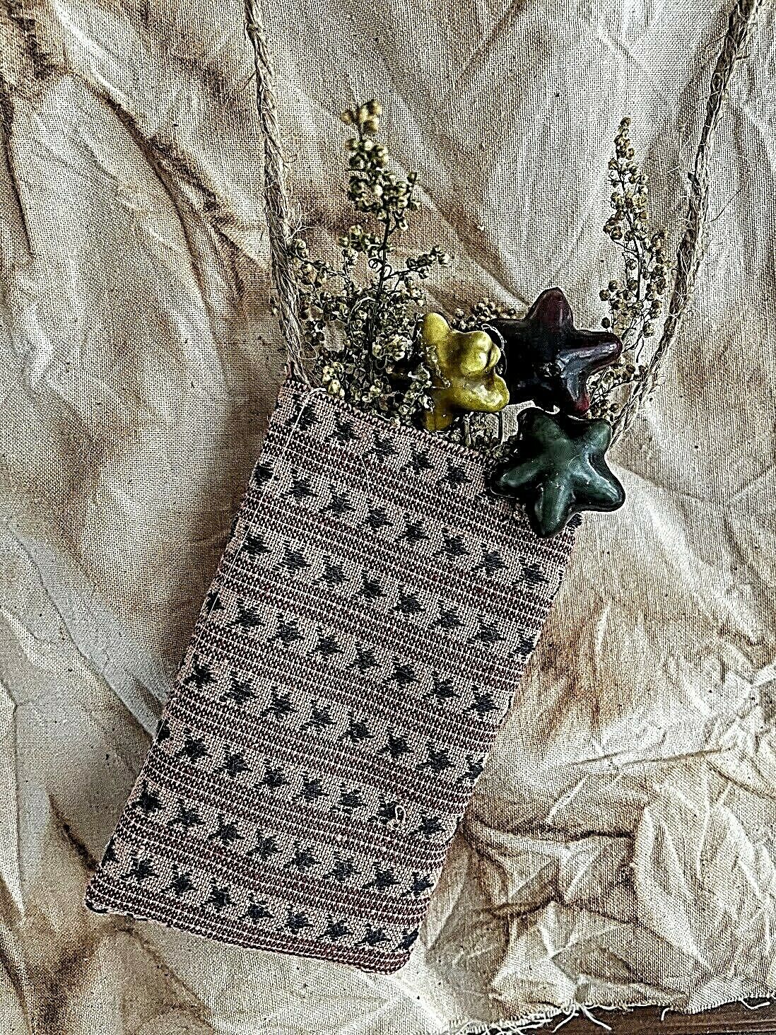 Primitive colonial handmade Prim Prairie Dress Walnut Stained Sweet Annie Pouch - The Primitive Pineapple Collection