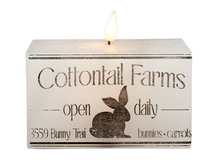 Primitive Farmhouse Rectangle Cottontail Farms Flicker LED Candle 5" x 3" x 3" Timer - The Primitive Pineapple Collection