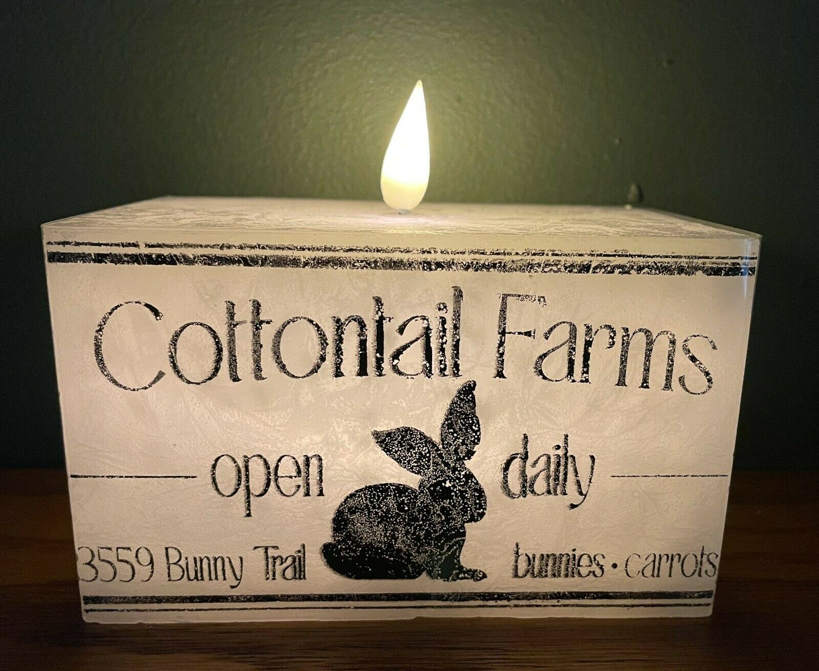 Primitive Farmhouse Rectangle Cottontail Farms Flicker LED Candle 5" x 3" x 3" Timer - The Primitive Pineapple Collection