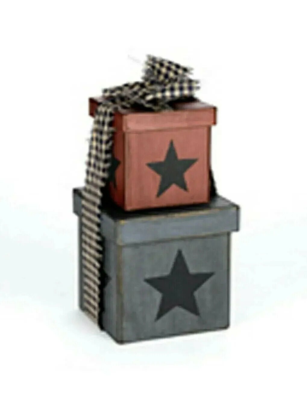 Primitive Farmhouse Rustic Square Nesting Boxes with Star 2 pc set - The Primitive Pineapple Collection
