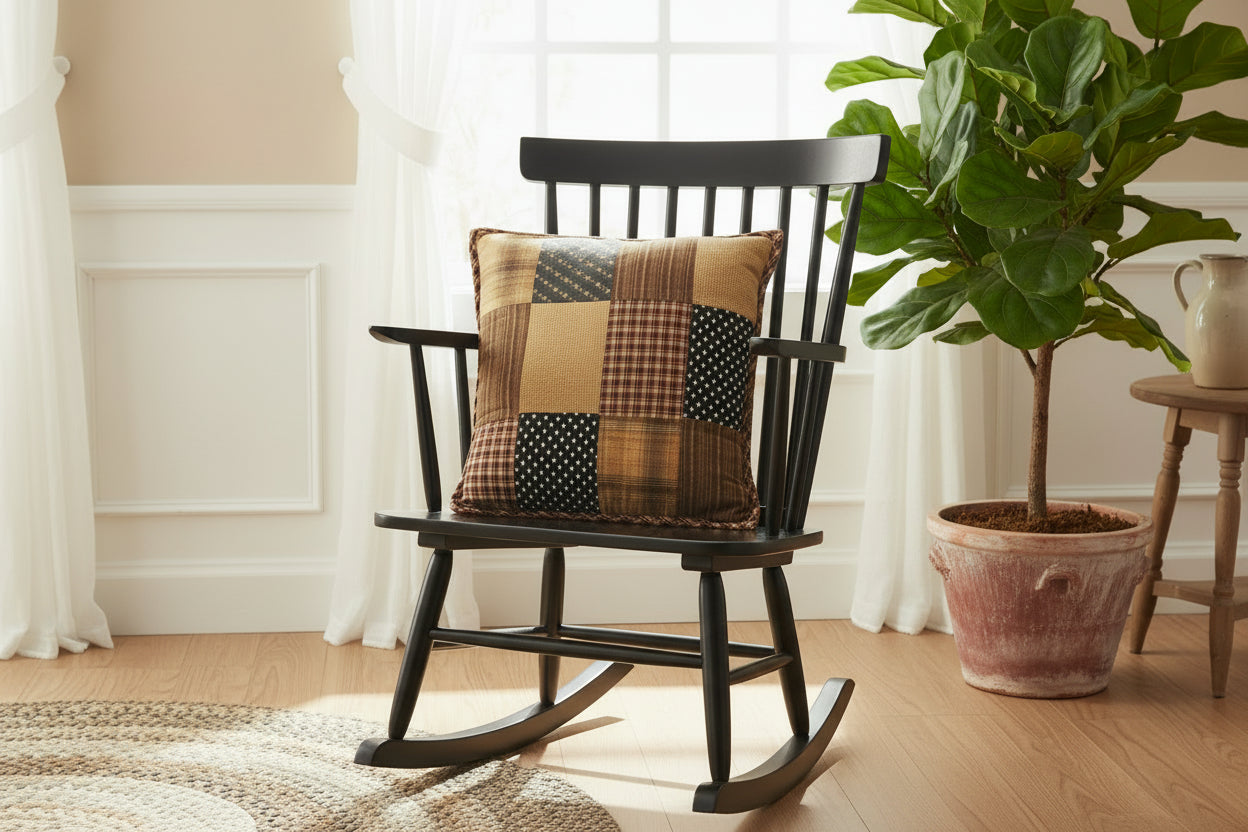 Primitive Farmhouse Patriotic Patch Quilted Accent Pillow w/ Fill 16x16" - The Primitive Pineapple Collection