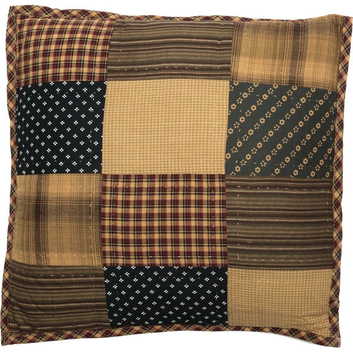 Primitive Farmhouse Patriotic Patch Quilted Accent Pillow w/ Fill 16x16" - The Primitive Pineapple Collection