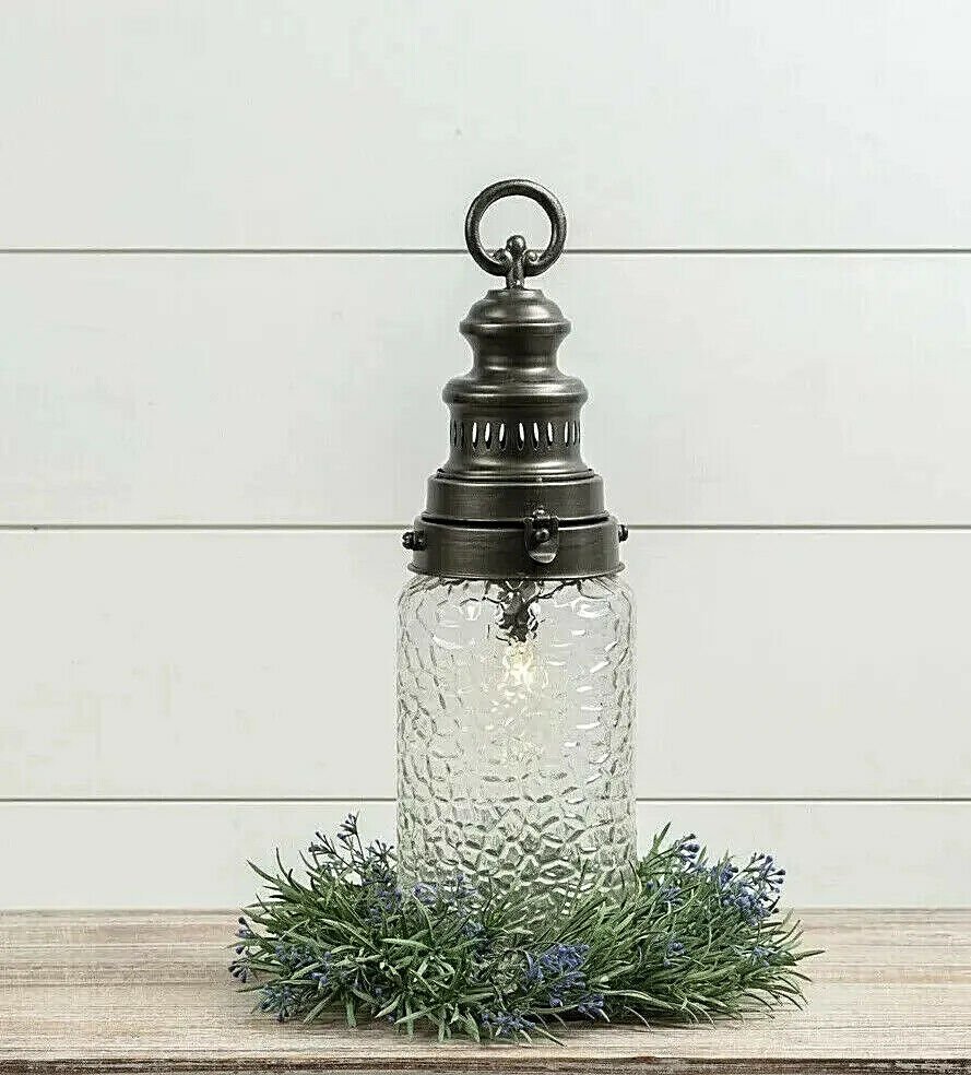 Primitive Farmhouse Battery LED Leo Lantern Rustic Vintage Colonial Look 17.5" Timer - The Primitive Pineapple Collection