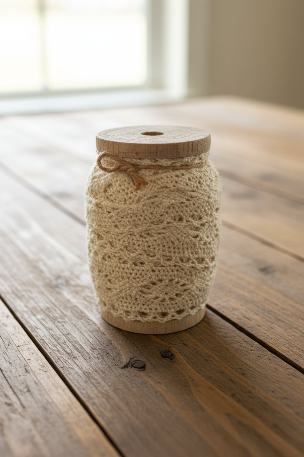 Farmhouse Country Craft Wood Spool w/ Lace Crafts Bowl Filler - The Primitive Pineapple Collection