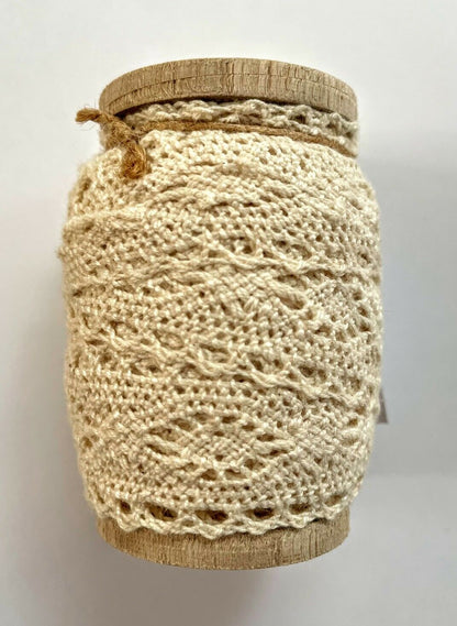 Farmhouse Country Craft Wood Spool w/ Lace Crafts Bowl Filler - The Primitive Pineapple Collection