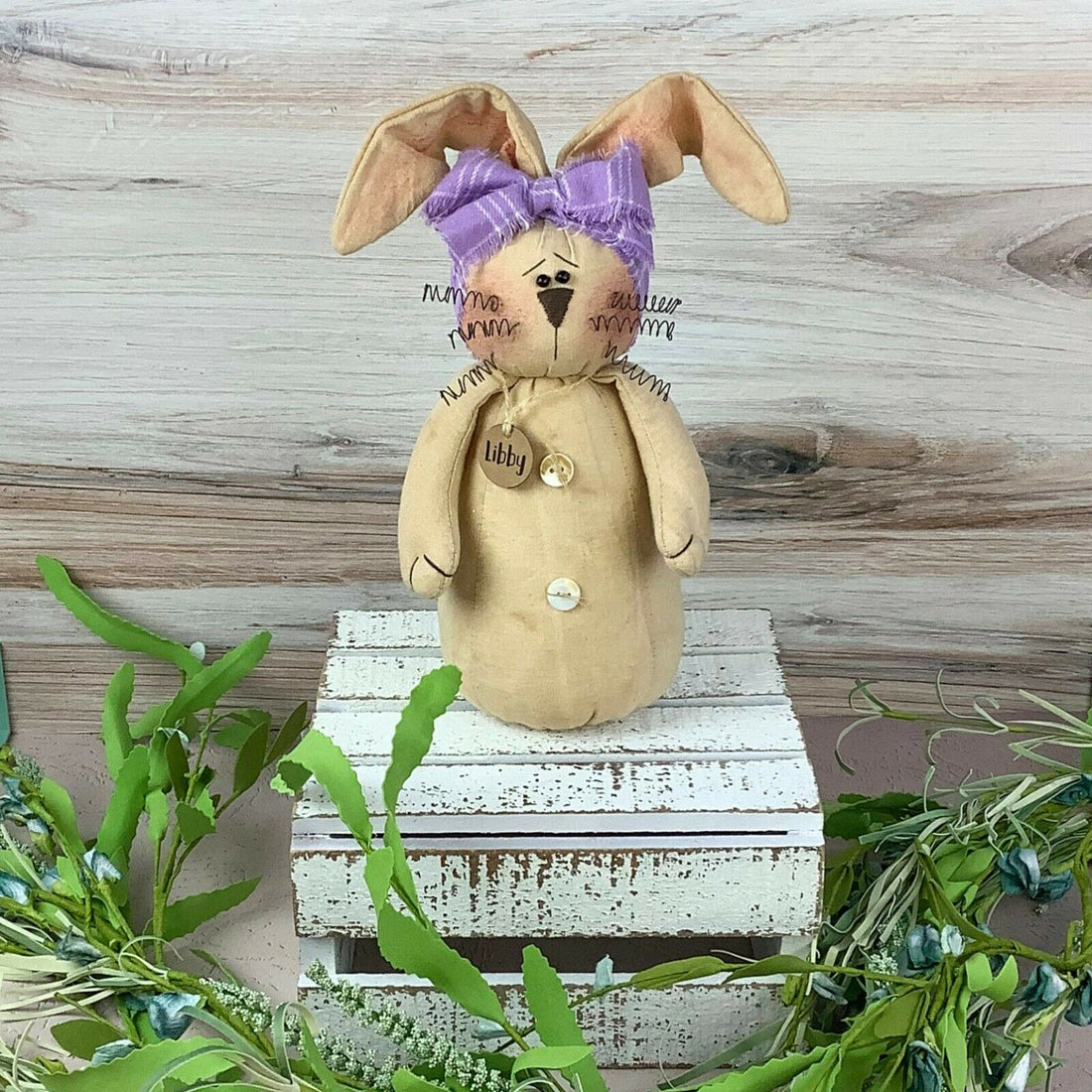 Primitive Easter Honey and Me Bunny Libby The Hare 8.5&quot; x 5&quot; - The Primitive Pineapple Collection