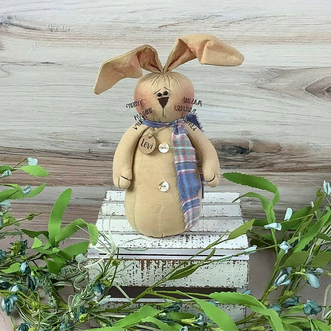 Primitive Easter Honey and Me Bunny Levi The Hare 8.5&quot; x 5&quot; - The Primitive Pineapple Collection
