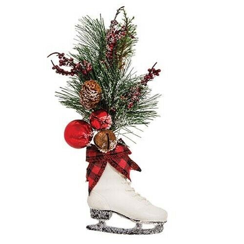 Primitive Farmhouse Christmas Ice Skate Winter Floral Greens Bell11&quot; - The Primitive Pineapple Collection