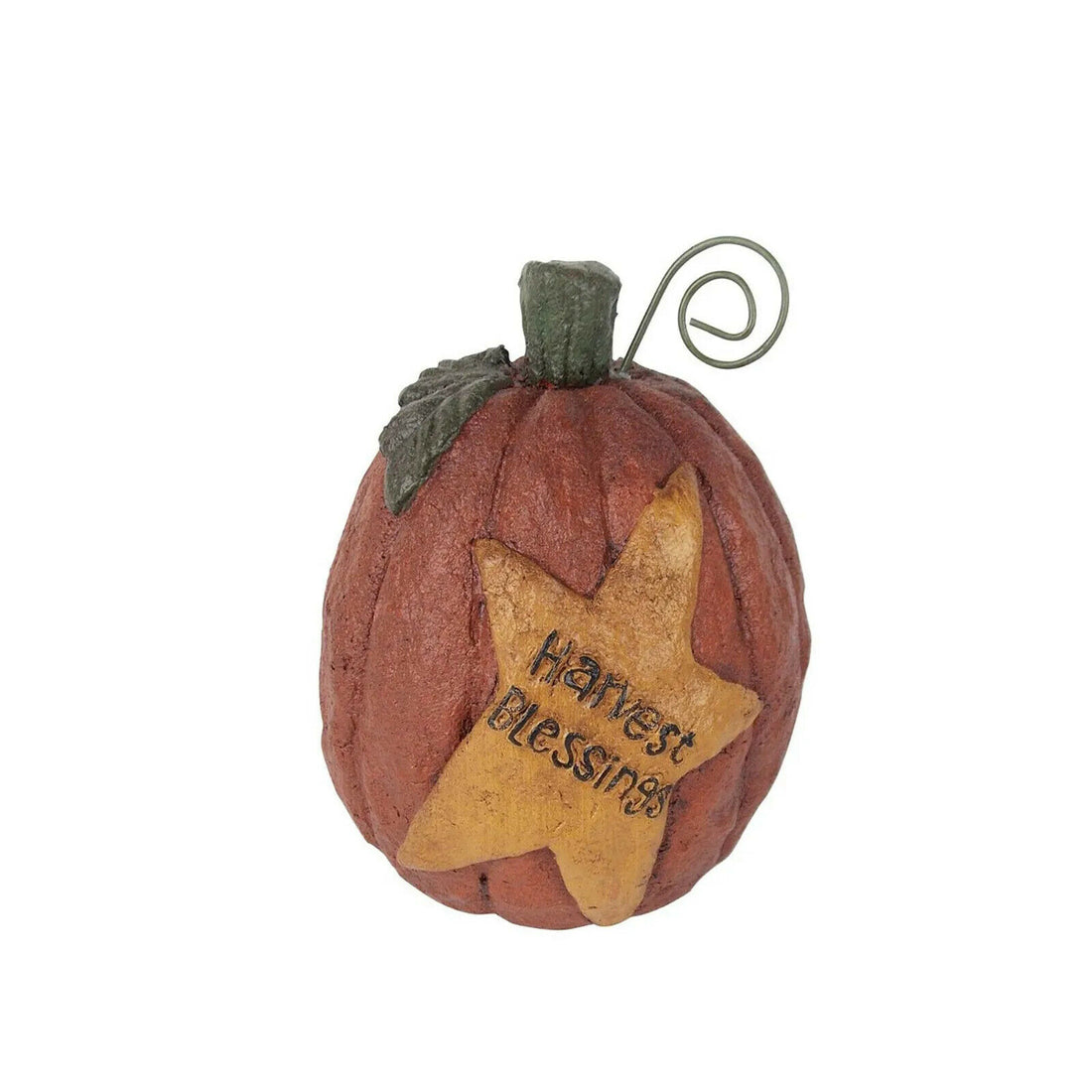 Primitive Halloween Folk Art Pumpkin w/Mustard Yellow Star Harvest Blessings 8&quot; - The Primitive Pineapple Collection