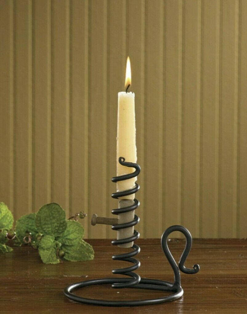 Primitive Country Black Courting Candle Stand for Taper Candle 6.5" - The Primitive Pineapple Collection