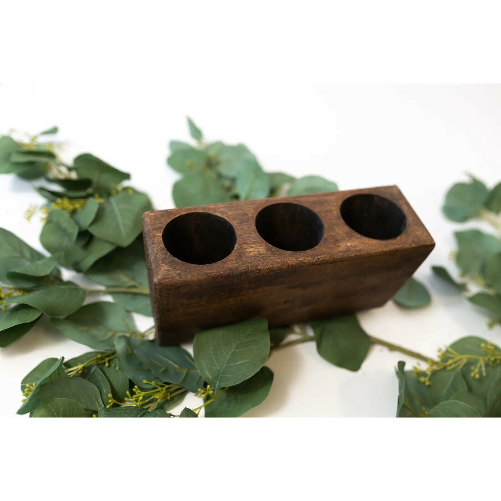 Primitive Reproduction Oak 3 Hole Wooden Sugar Mold Wood Candle Holder - The Primitive Pineapple Collection