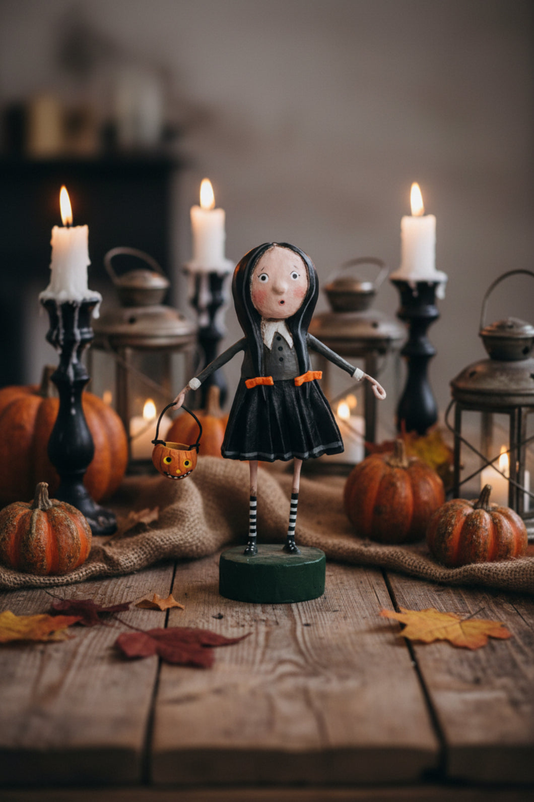 ESC Halloween Lori Mitchell Little Goth Girl 14475 - The Primitive Pineapple Collection