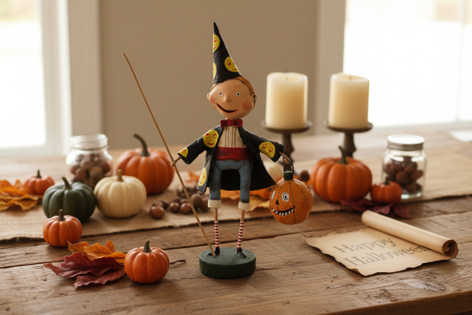 ESC Folk art Halloween Lori Mitchell Simon Sorcerer 11156 - The Primitive Pineapple Collection