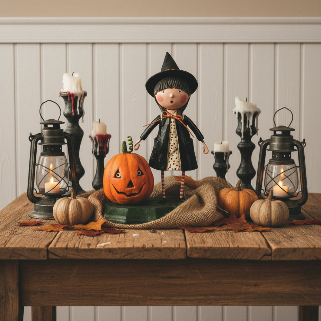 ESC Folk art Halloween Lori Mitchell Agatha and Jack 13317 - The Primitive Pineapple Collection