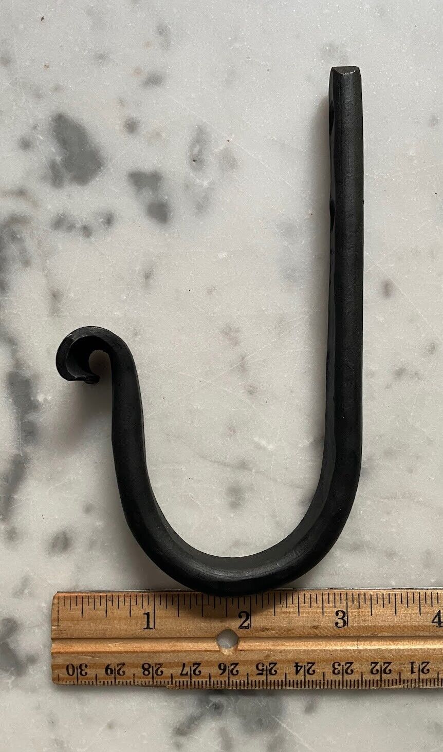Primitive Colonial Wrought Iron 5.25" Railroad Style Black Hook - The Primitive Pineapple Collection