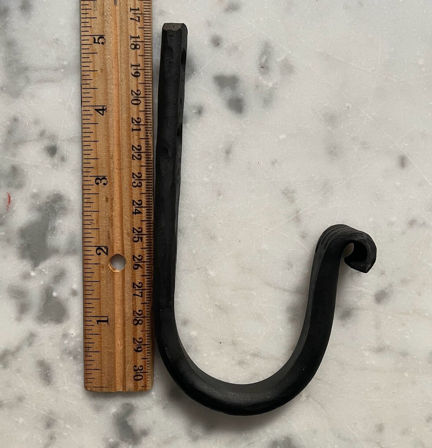 Primitive Colonial Wrought Iron 5.25" Railroad Style Black Hook - The Primitive Pineapple Collection