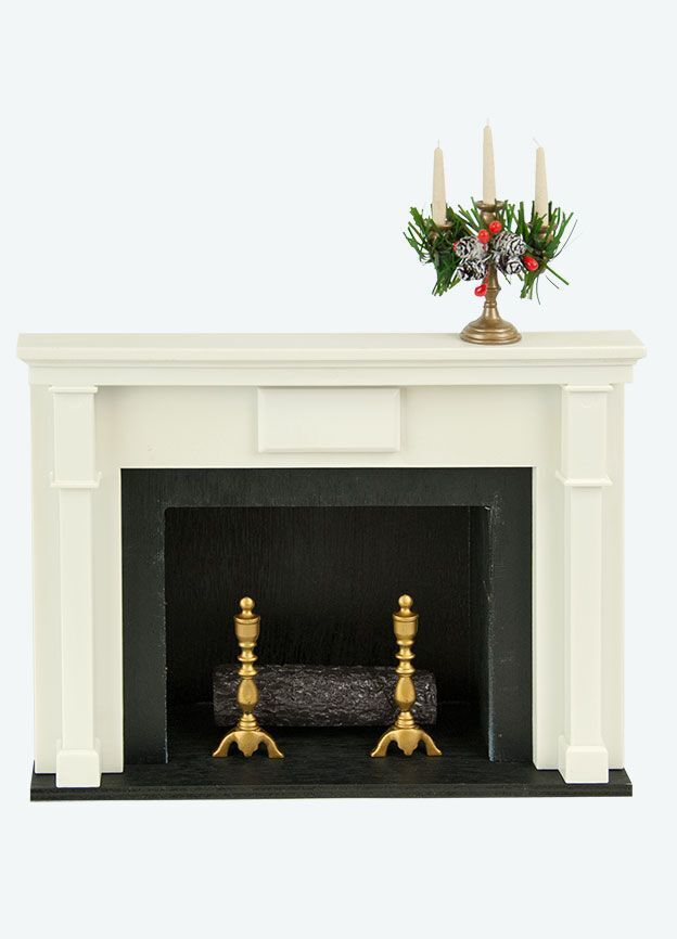 Byers Choice New Display Christmas Fireplace with Candelabra Greens 629A - The Primitive Pineapple Collection