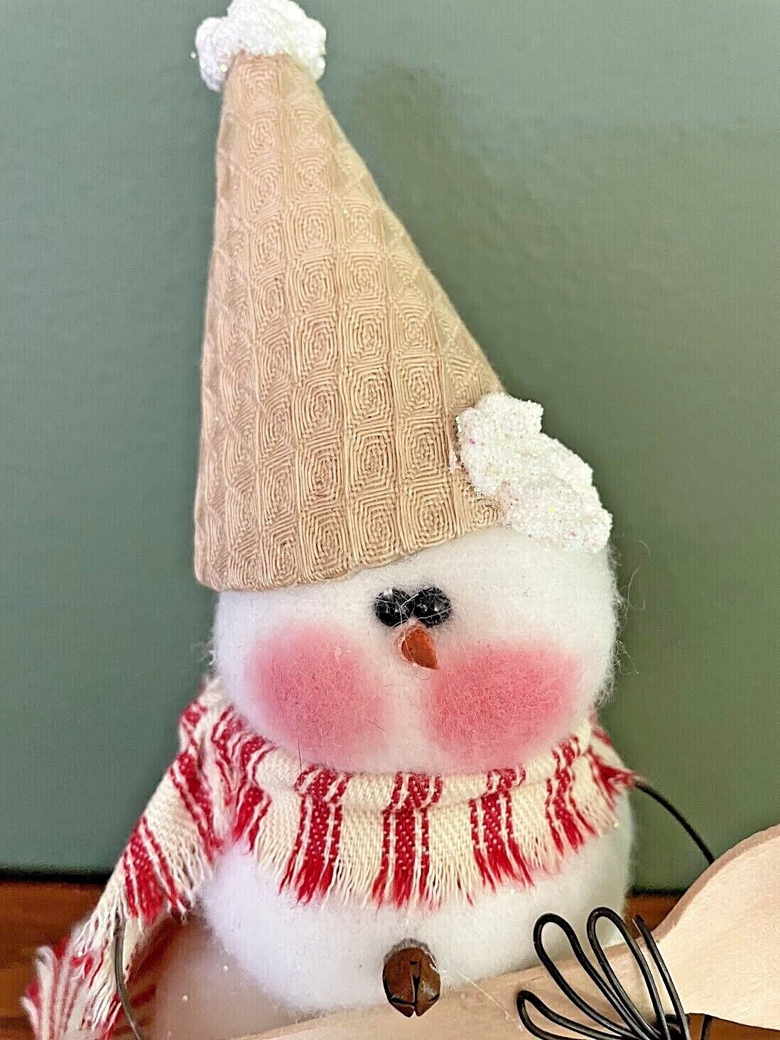 Primitive Handcrafted 7.5" Christmas St. Charles Dairy Co. Ice Cream Cup Snowmen - The Primitive Pineapple Collection