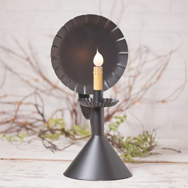 Primitive/Colonial Electric Accent Light on Cone in Smokey Black Tin - The Primitive Pineapple Collection