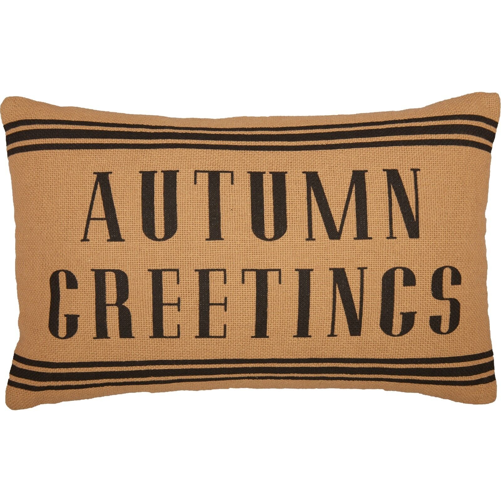 Primitive Farmhouse 14"x22" Autumn Greetings Pillow Tan Stenciled Fall - The Primitive Pineapple Collection